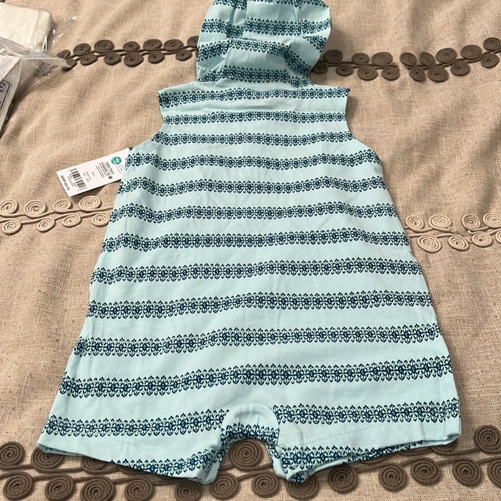 Carter's Baby Boys Sleeveless Stripe Hooded Romper/NWT/18m - Picture 10 of 11